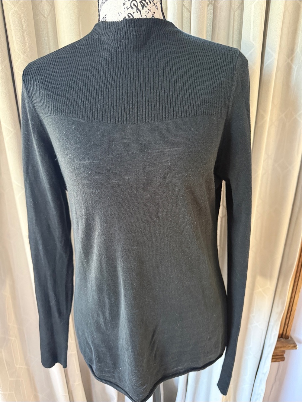 360 Sweater Women's Black Ribbed Yoke Sweater